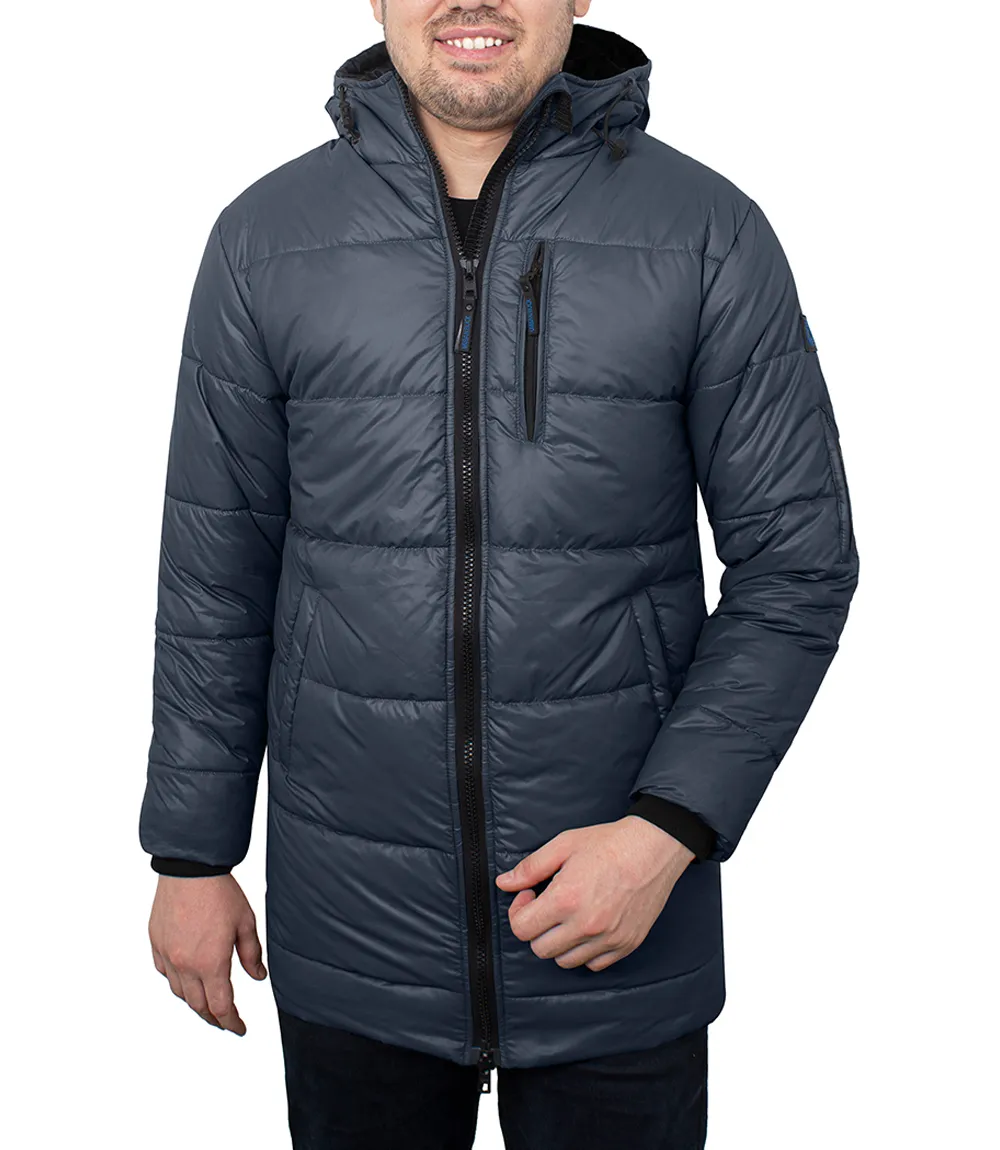 Alton Blue Mens Puffer Coat With Hood - Parka Winter Jacket 