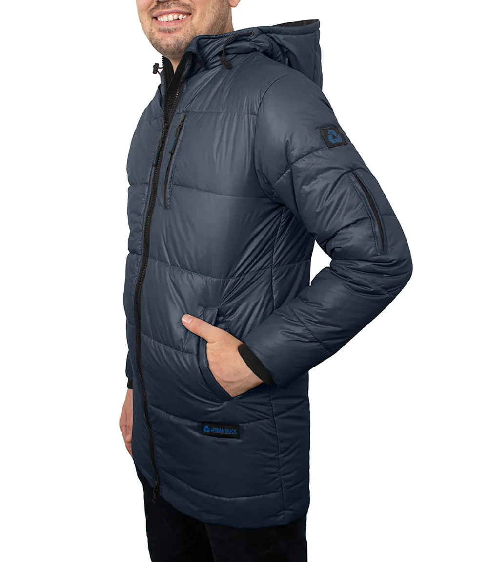 Alton Blue Mens Puffer Coat With Hood - Parka Winter Jacket 