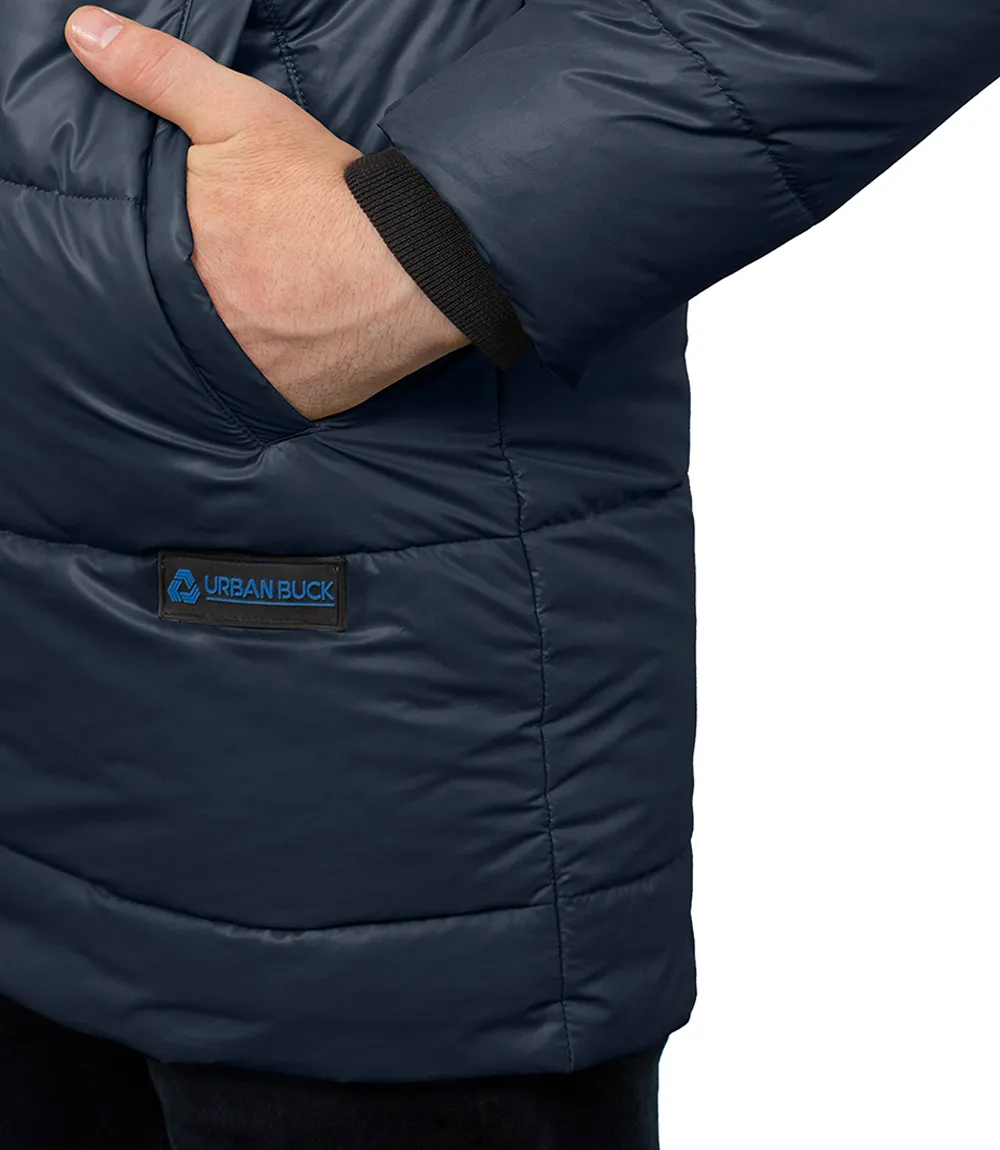 Alton Blue Mens Puffer Coat With Hood - Parka Winter Jacket 