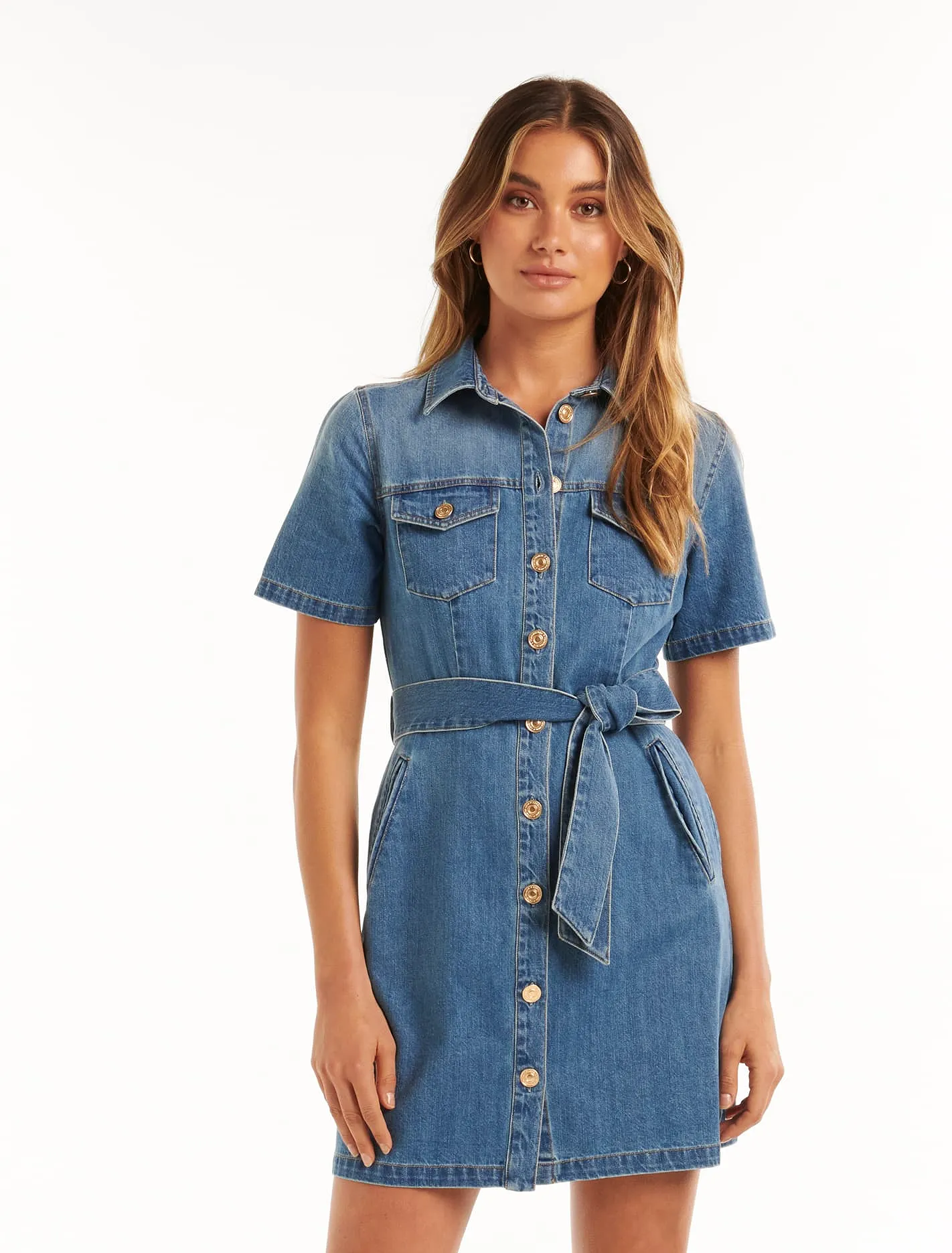 Andrea Denim Short Sleeve Shirt Dress