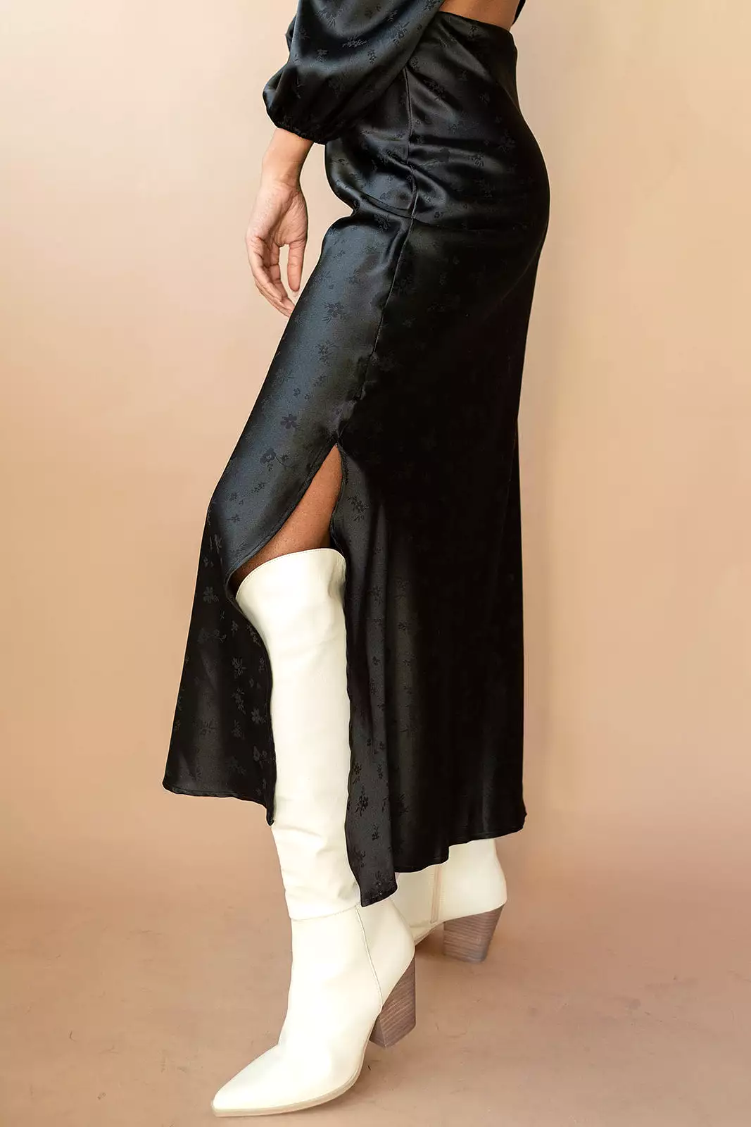 ashlen satin midi skirt