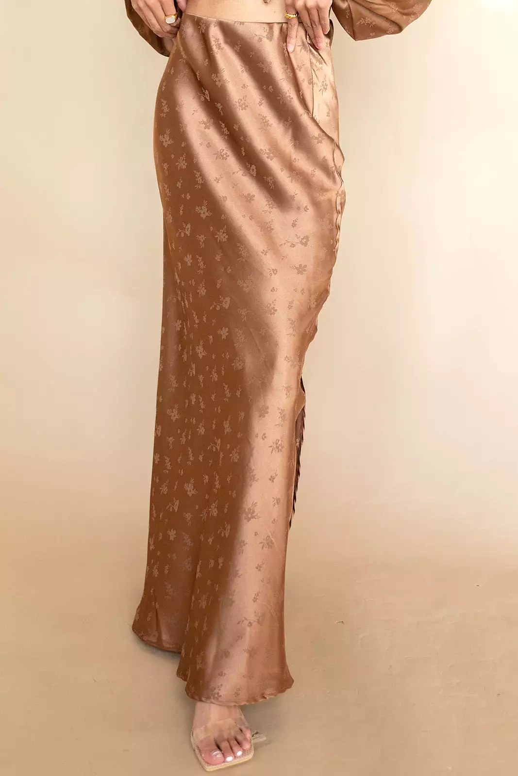 ashlen satin midi skirt