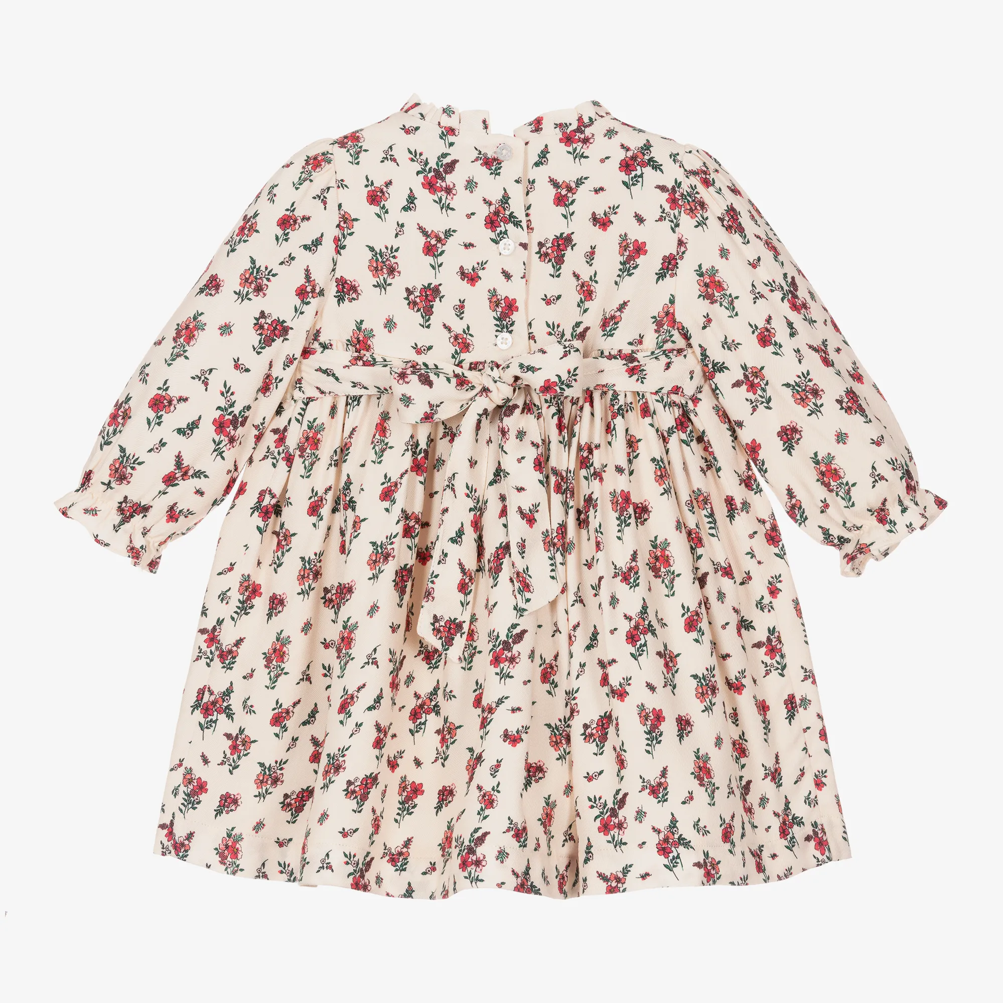 Baby Girls Ivory & Red Smocked Floral Dress