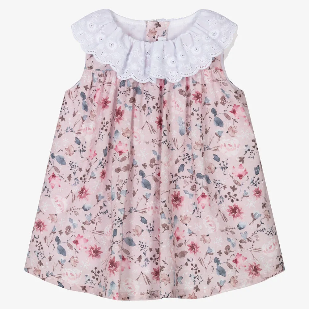 Baby Girls Pink Cotton Floral Dress 