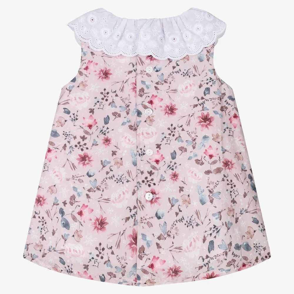 Baby Girls Pink Cotton Floral Dress 