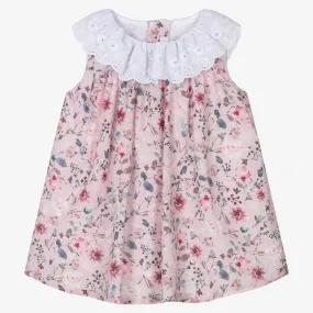 Baby Girls Pink Cotton Floral Dress 