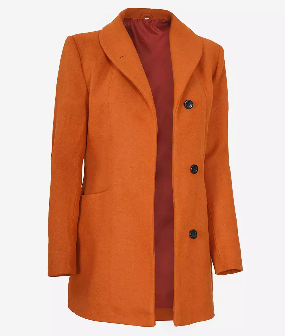 Barbara 3/4 Length Rust Wool Coat for Women