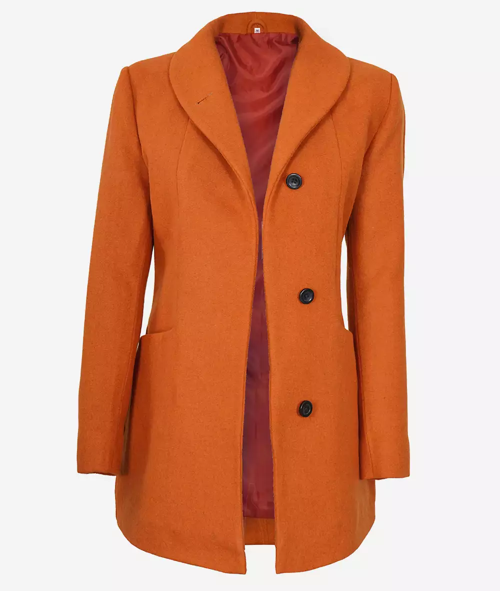 Barbara 3/4 Length Rust Wool Coat for Women