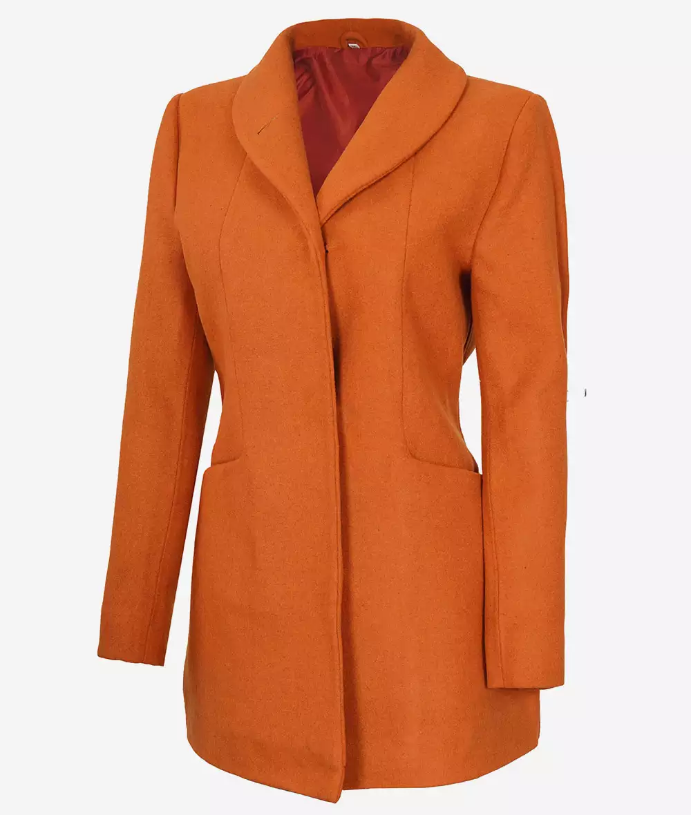 Barbara 3/4 Length Rust Wool Coat for Women