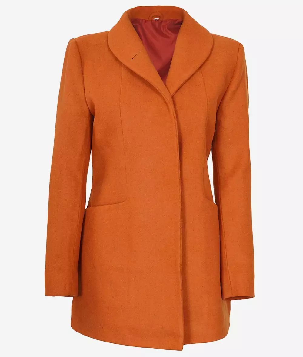 Barbara 3/4 Length Rust Wool Coat for Women