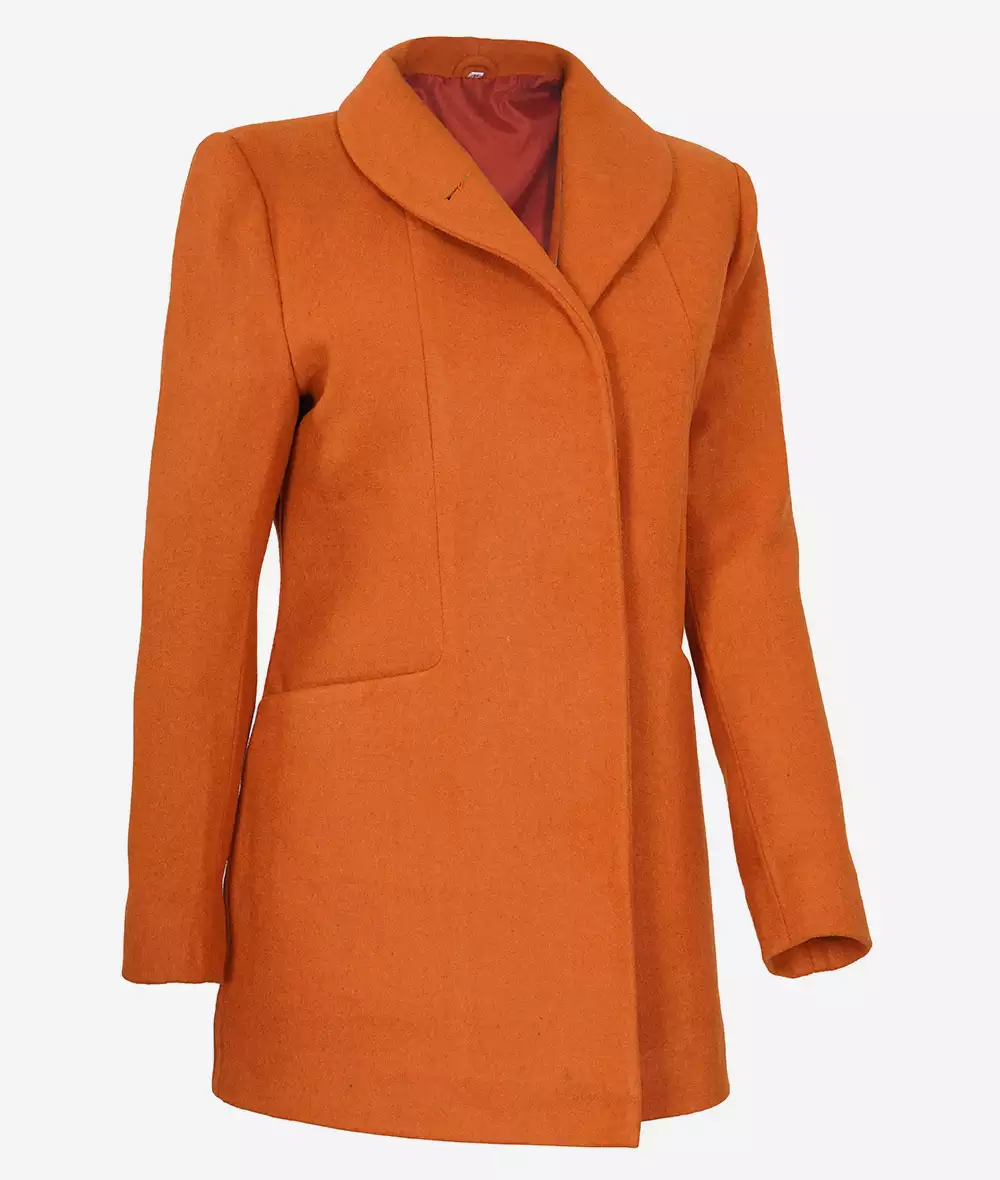 Barbara 3/4 Length Rust Wool Coat for Women