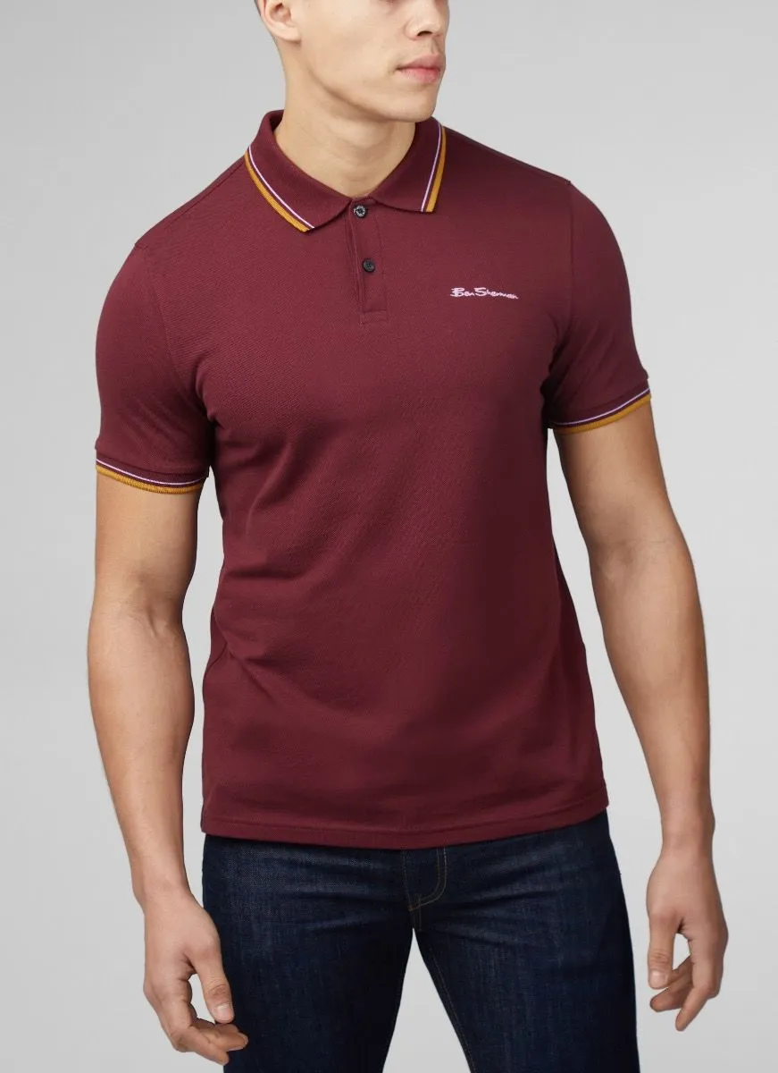 Ben Sherman Casual Short Sleeve Polo Shirt Port