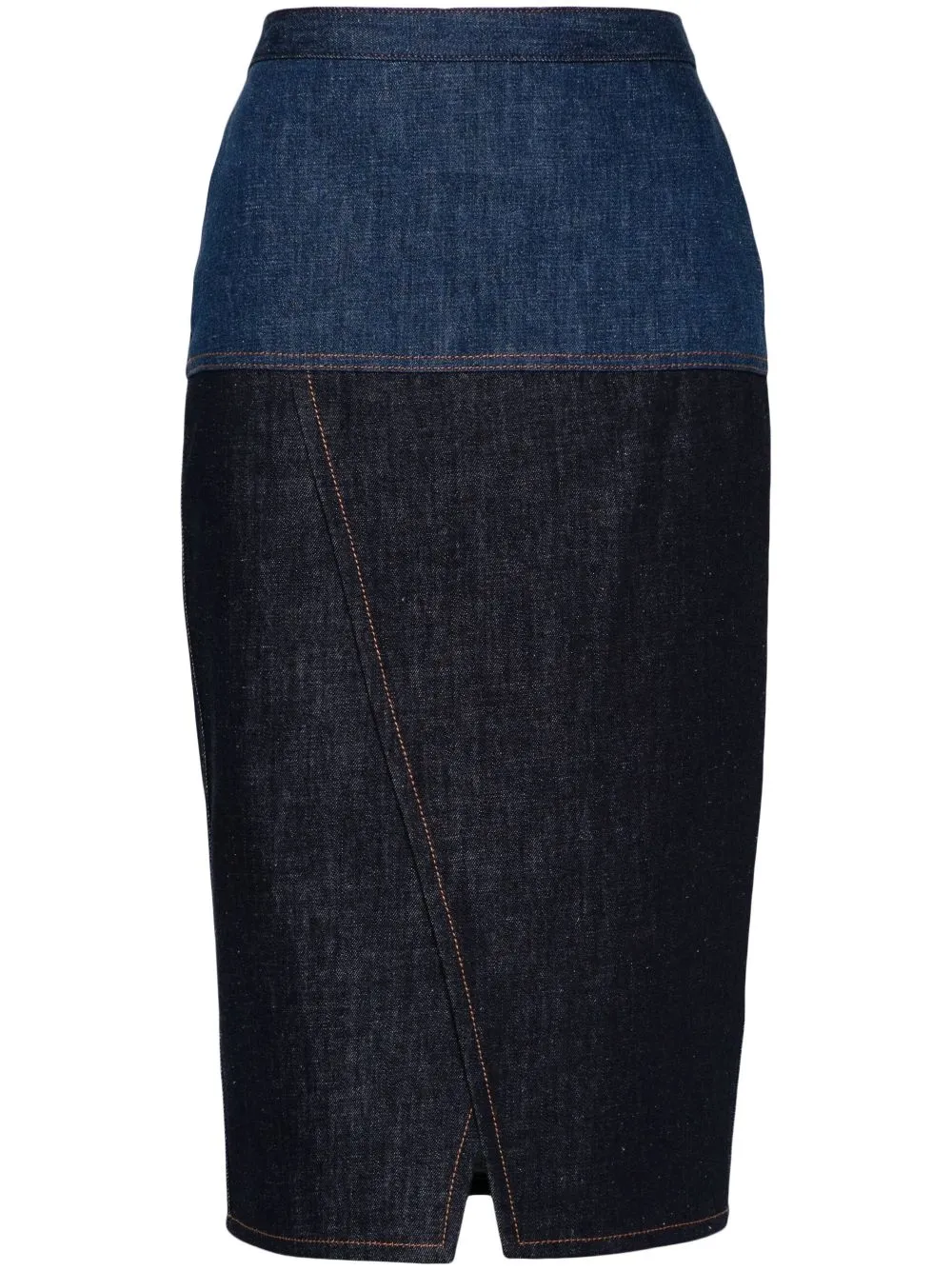 BICOLOR DENIM MIDI SKIRT