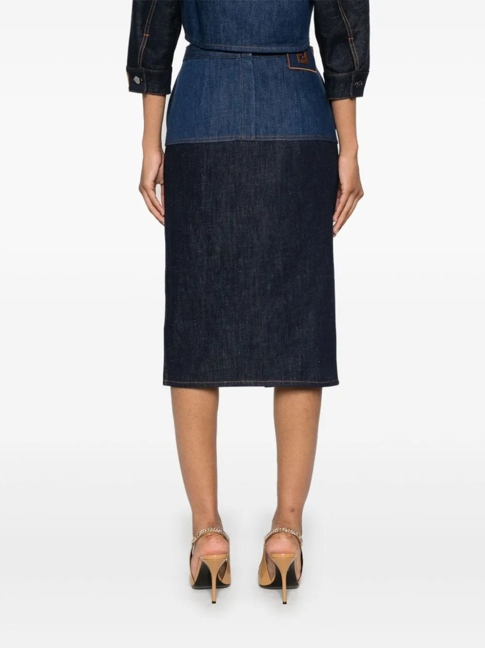 BICOLOR DENIM MIDI SKIRT