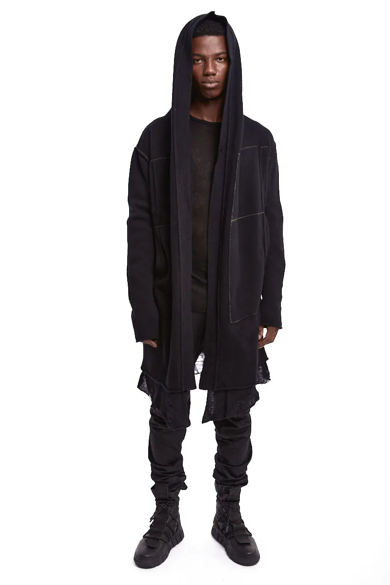 BLACK WOOL FOUR POCKET PARKA