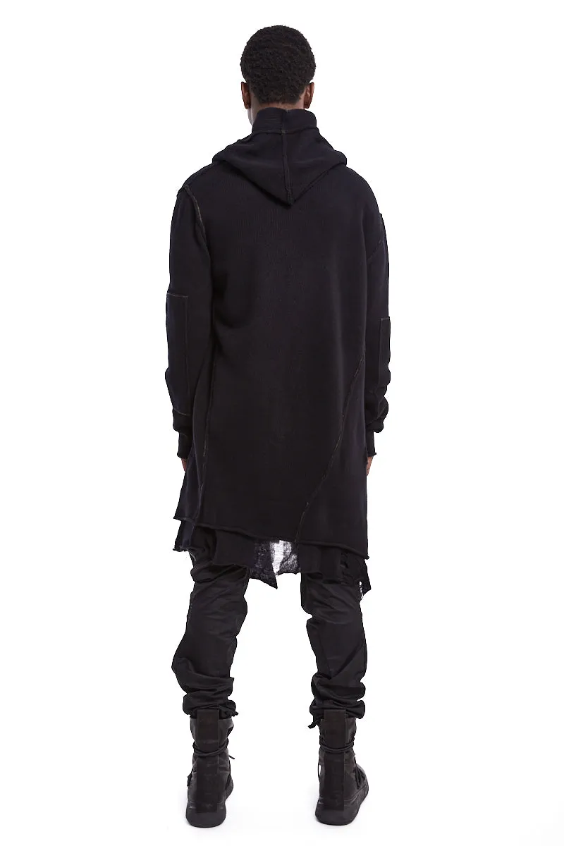 BLACK WOOL FOUR POCKET PARKA