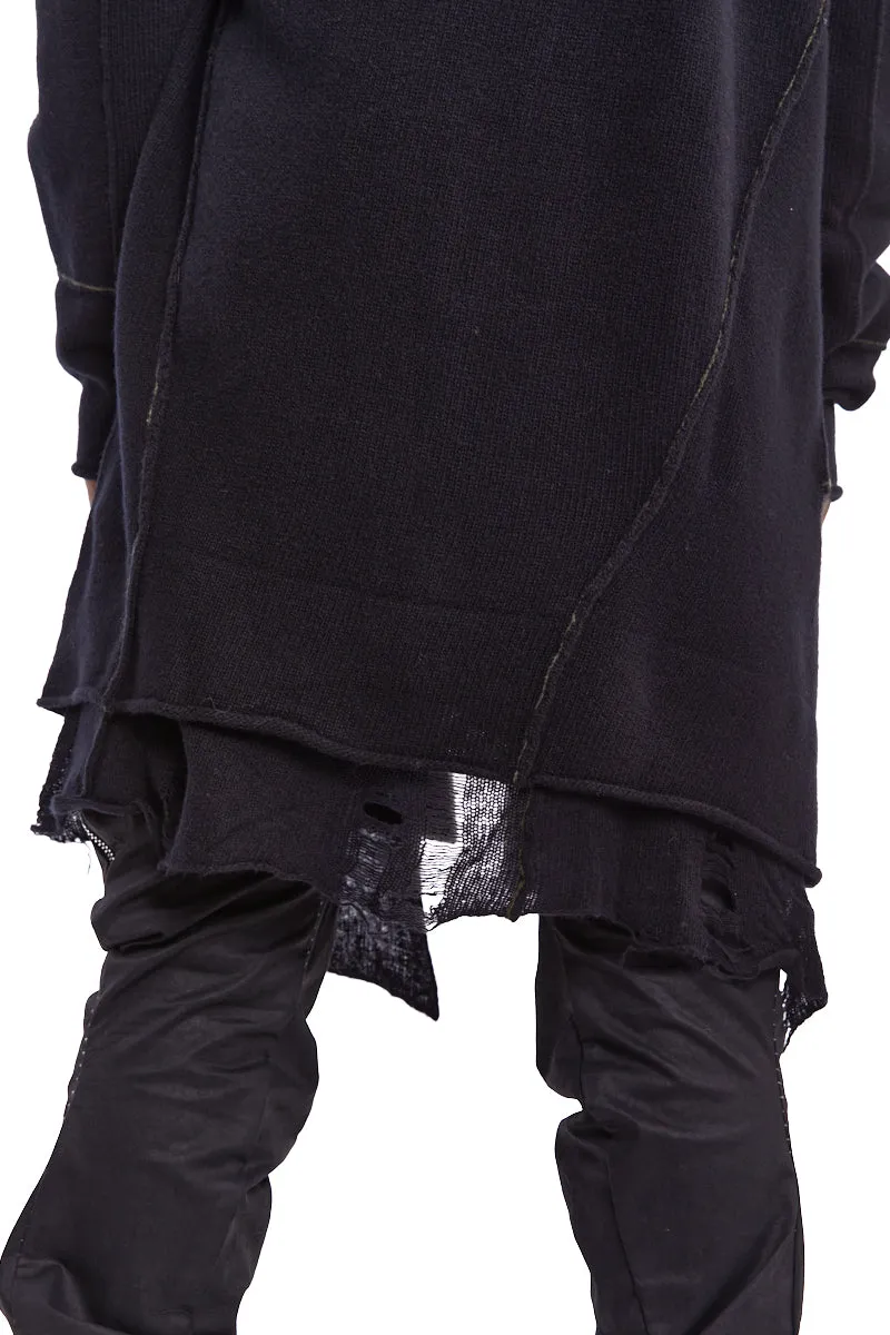 BLACK WOOL FOUR POCKET PARKA