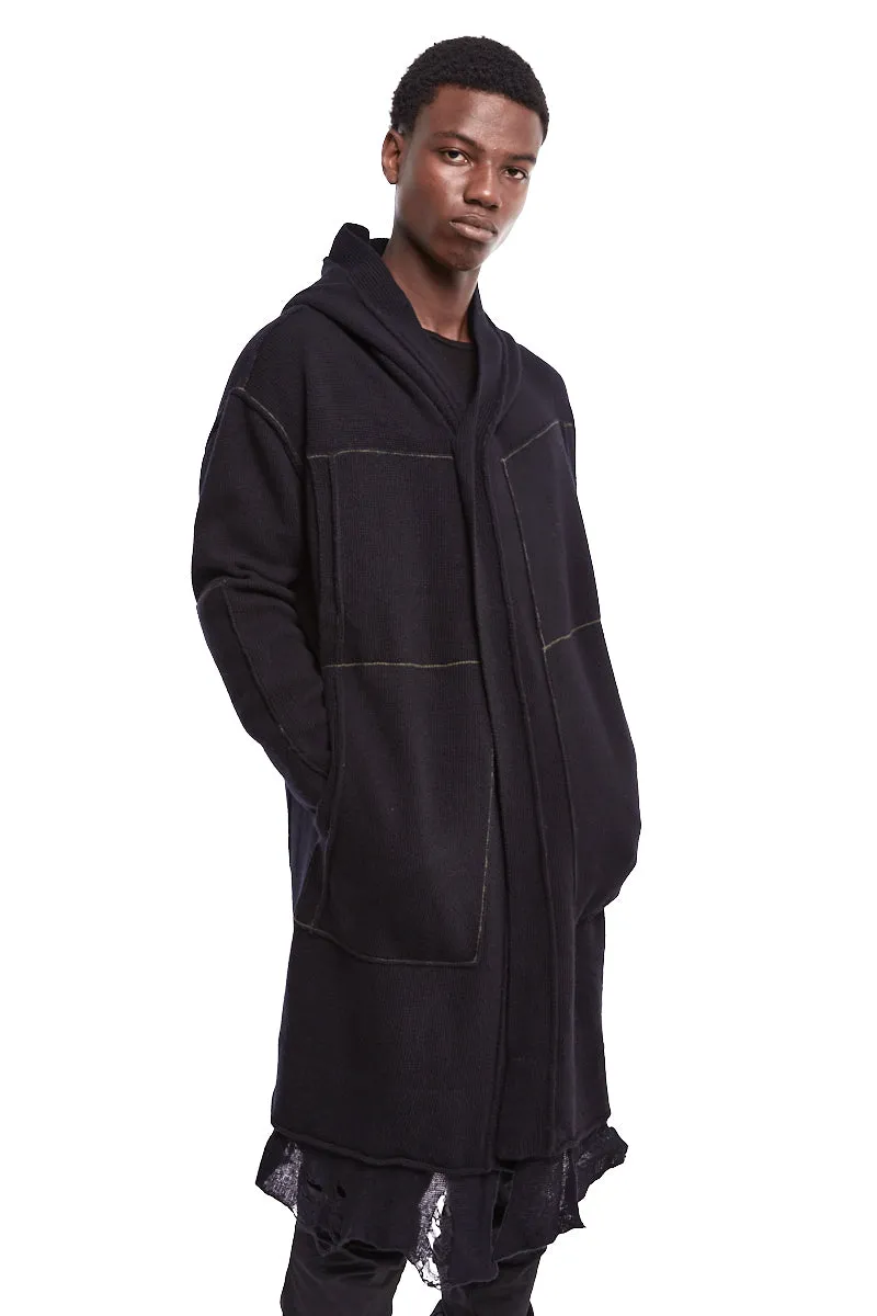 BLACK WOOL FOUR POCKET PARKA