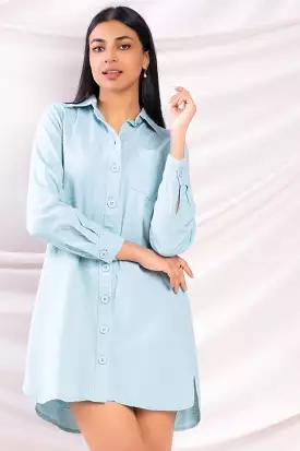 Blue Oversized Shirt Dress