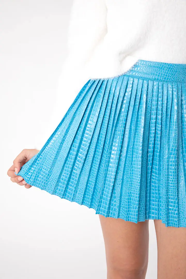 BLUE SNAKE MINI SKIRT