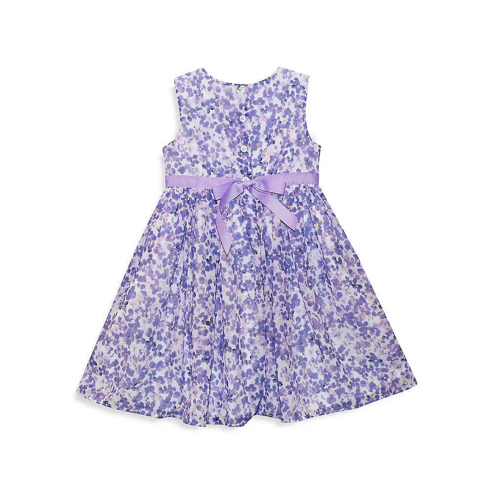 Blueberi Boulevard Little Girl's Fit-&-Flare Lilac Floral Dress & Knit Shrug