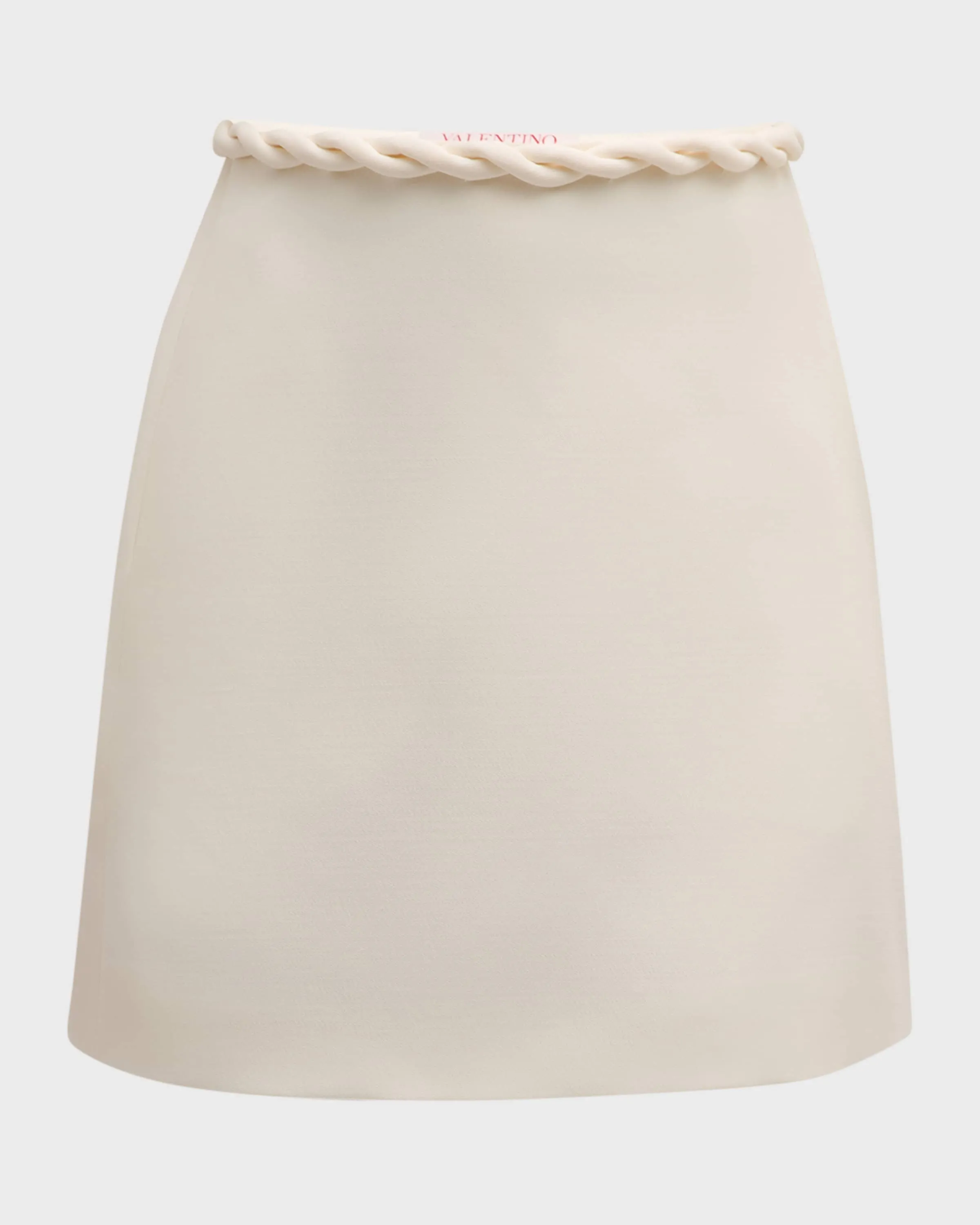 Braided Waist Solid Crepe Mini Skirt