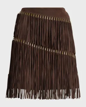 Brielle Suede Fringe Mini Skirt