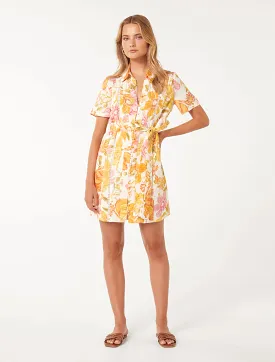 Brooke Linen Mini Shirt Dress