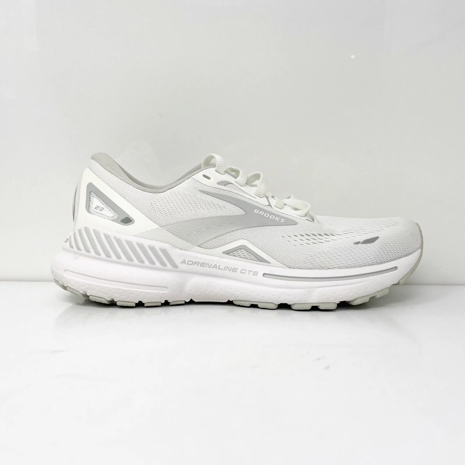 Brooks Womens Adrenaline GTS 23 1203811B104 White Running Shoes Sneakers Sz 6.5B