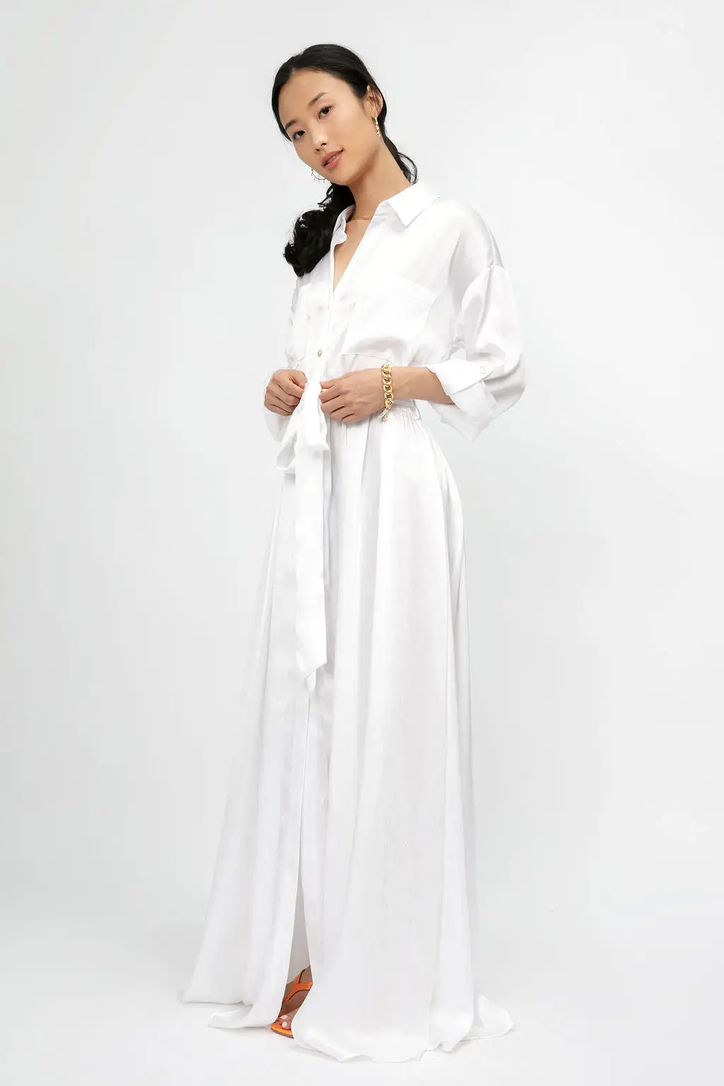 Cammi Long Shirt Dress in White