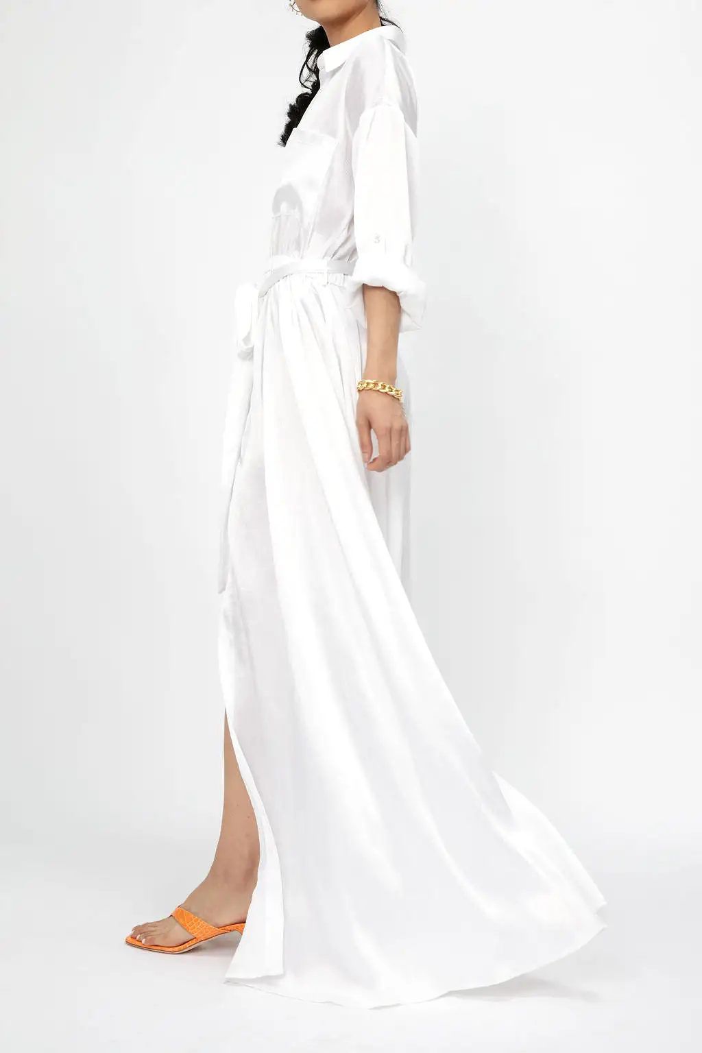 Cammi Long Shirt Dress in White