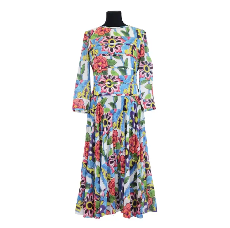 Chanel 15C 2015 Cruise Paris Dubai Long Floral Summer Dress FR 38 US 4