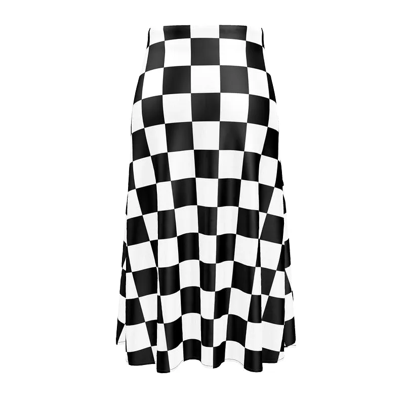 Checkered Midi Skirt