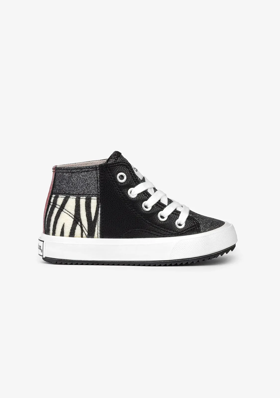 Child's Black Patchwork Hi-Top Sneakers