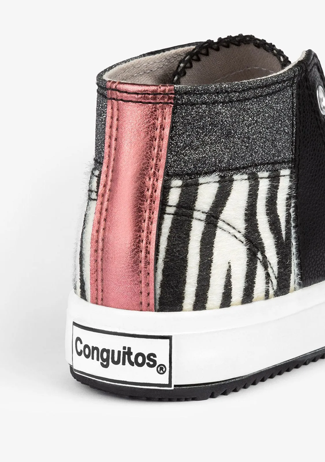 Child's Black Patchwork Hi-Top Sneakers