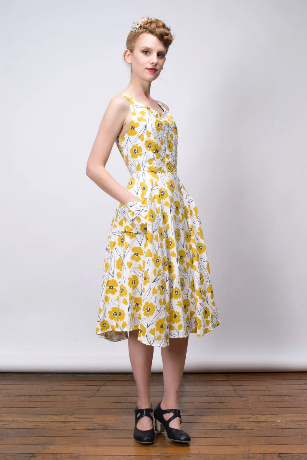 Chita Mustard & Cream Floral Dress