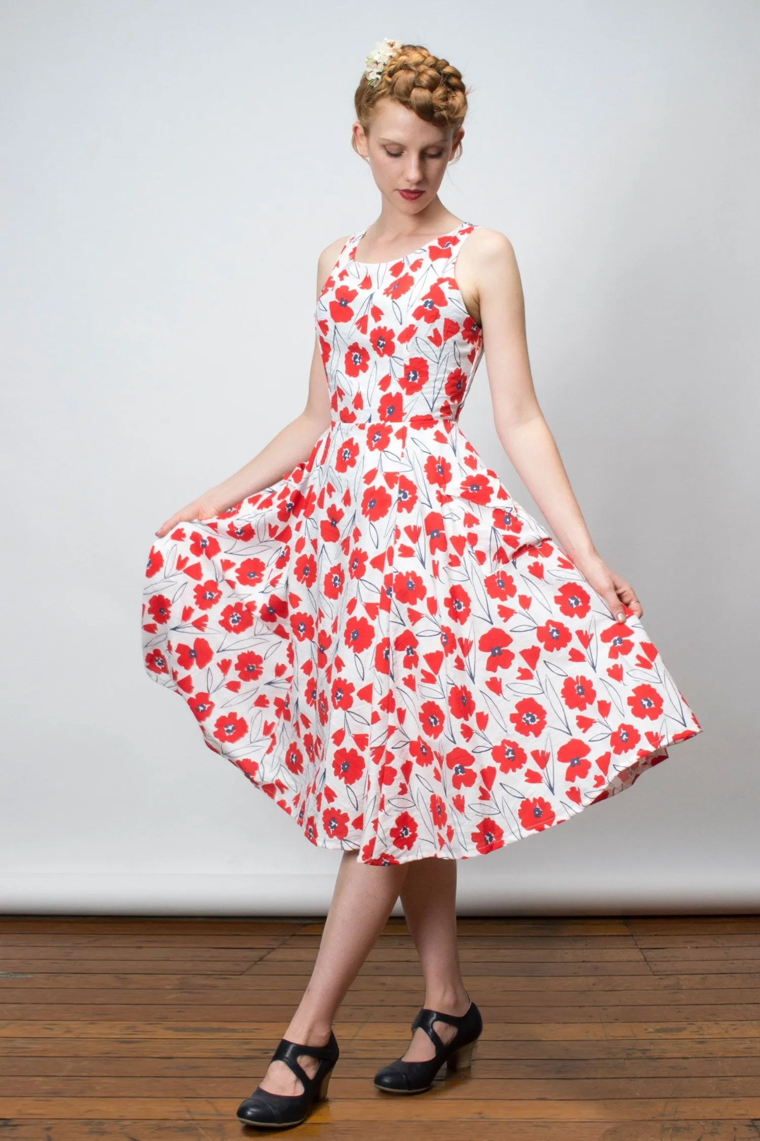 Chita Red & Cream Floral Dress