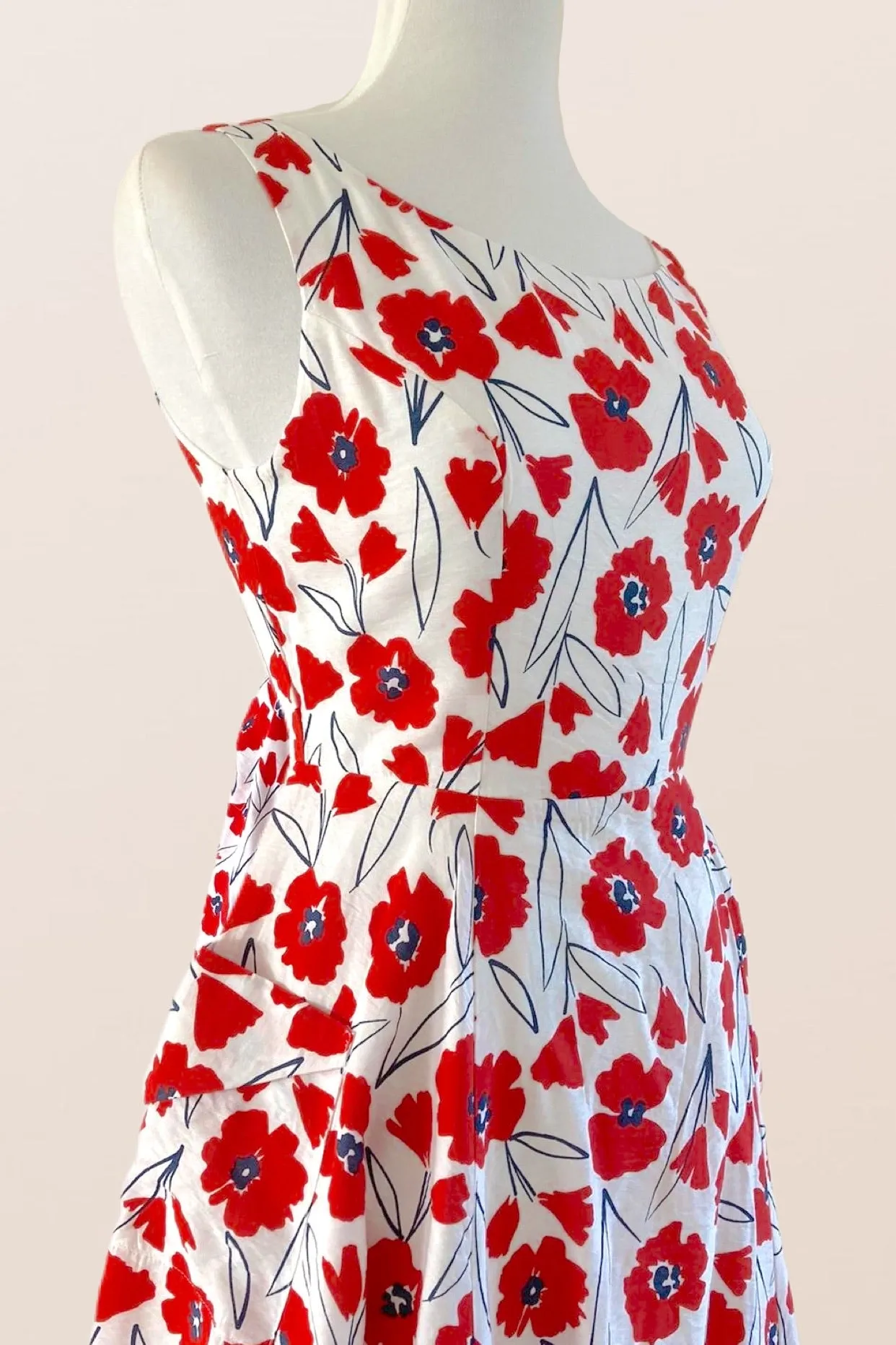 Chita Red & Cream Floral Dress