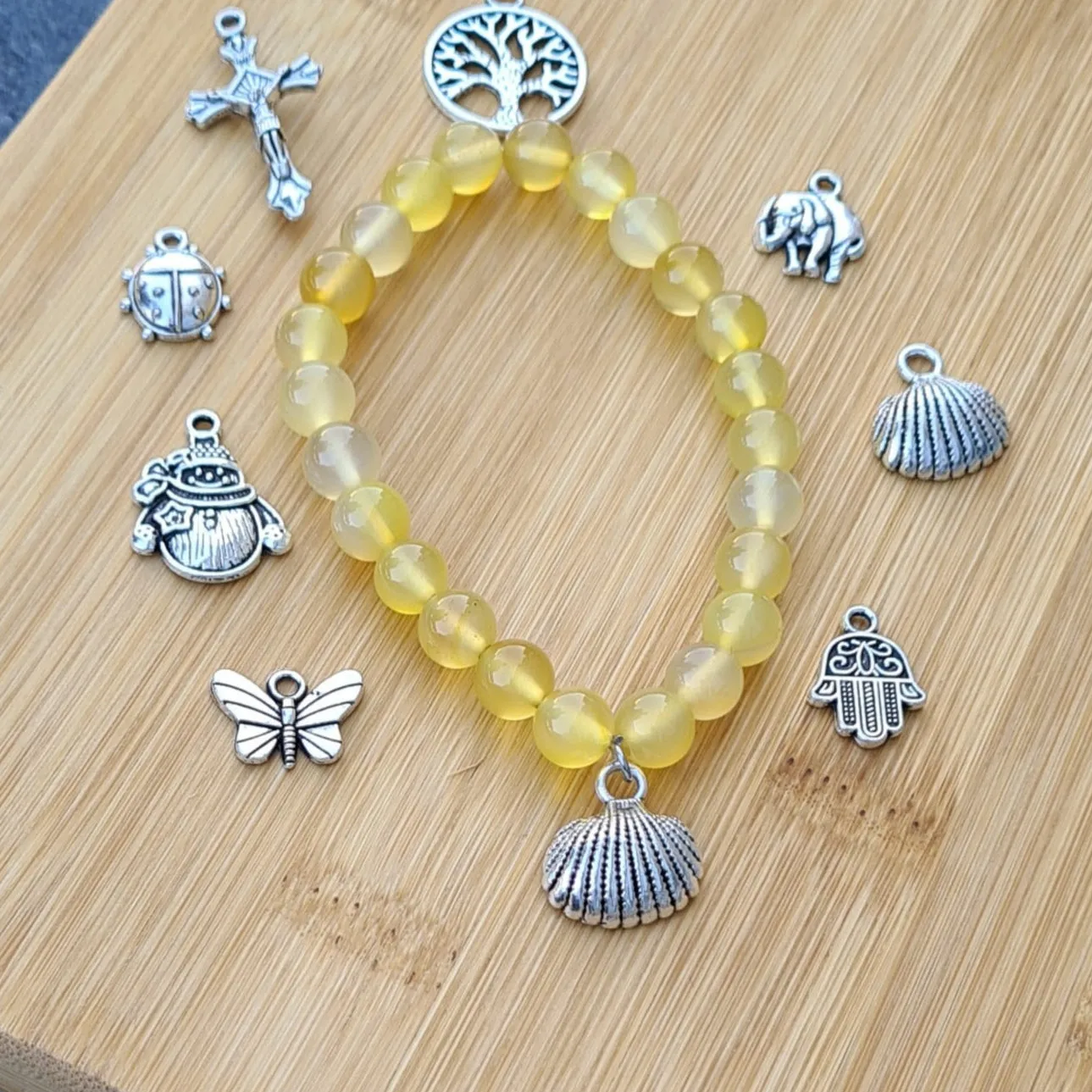 Citrine Yellow Beads Stretch Bracelet