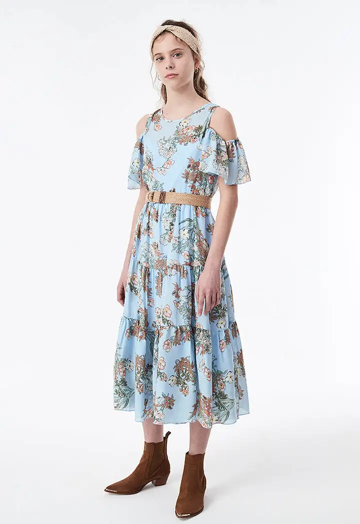 Cold Shoulder Floral Dress