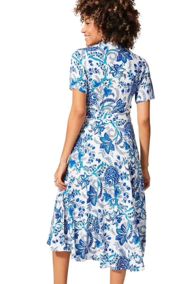 Collared Blue Floral Dress