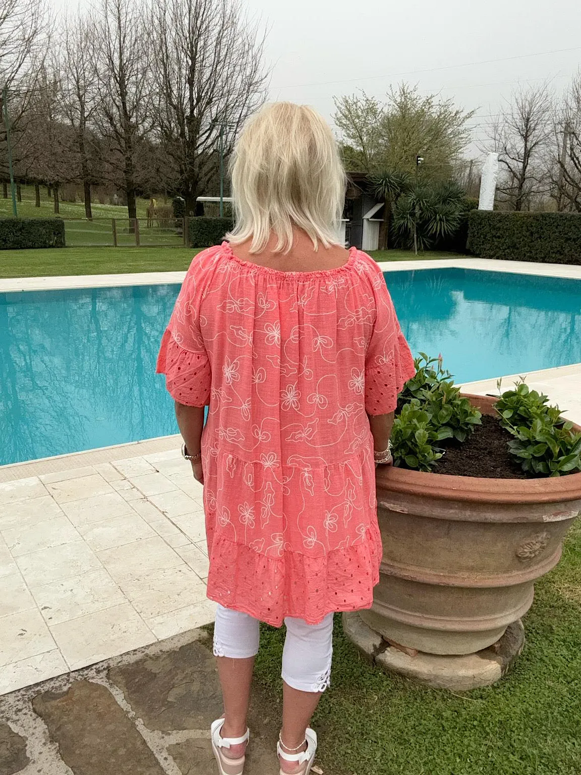 Coral Patterned Tassel Bardot Tunic Penny