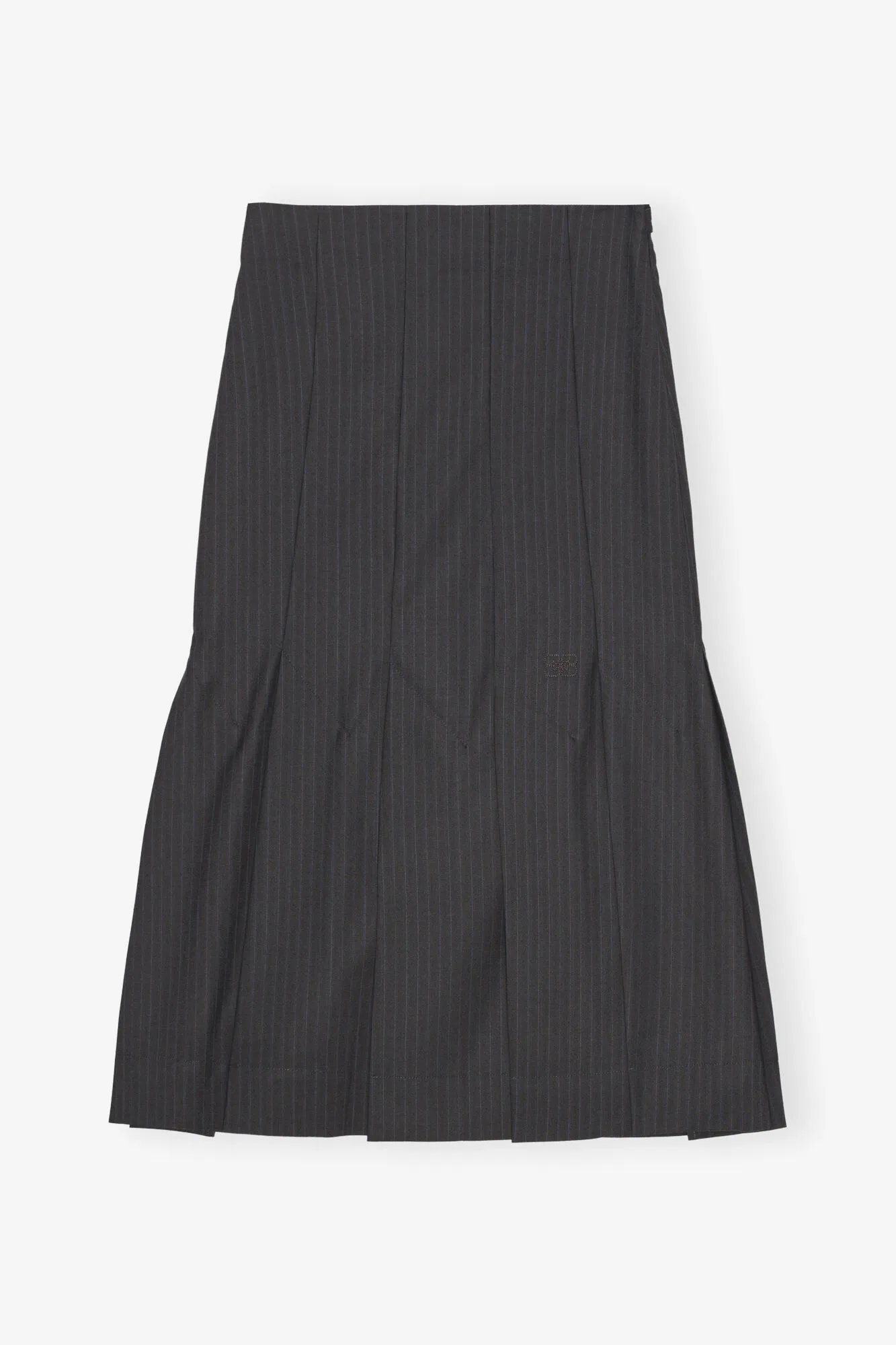 Dark Grey Stripe Suiting Midi Skirt