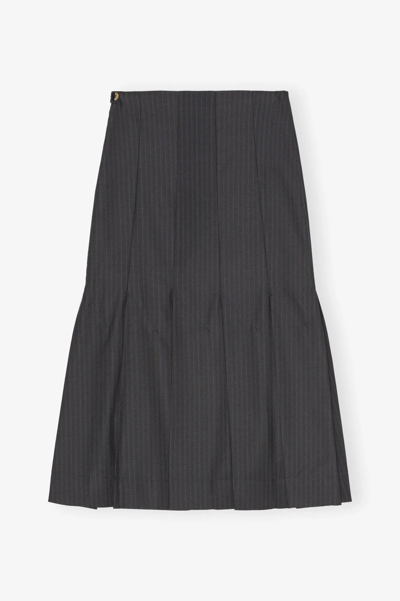 Dark Grey Stripe Suiting Midi Skirt