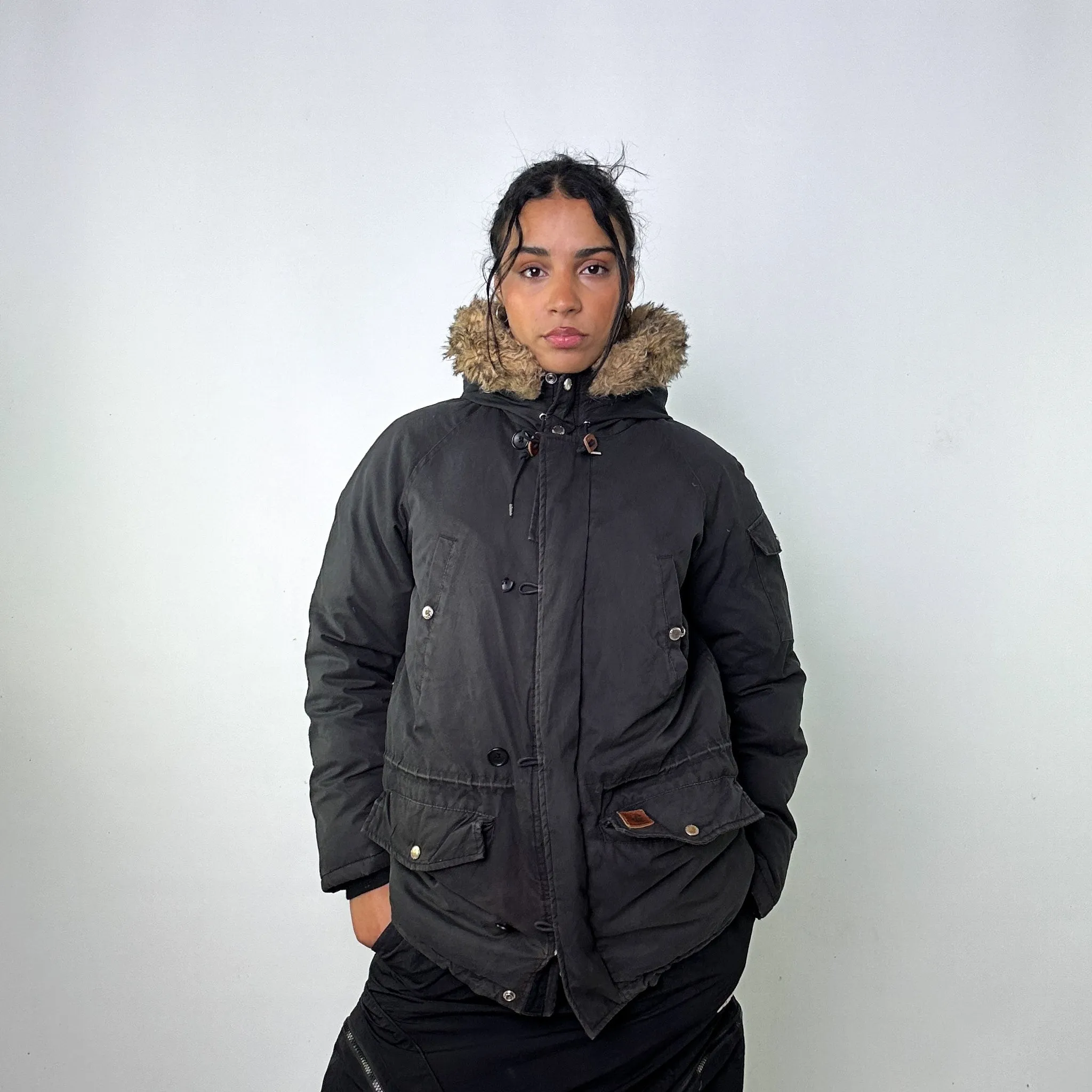 Dark Grey y2ks Carhartt W'Dawson Parka Puffer Jacket Coat (M)