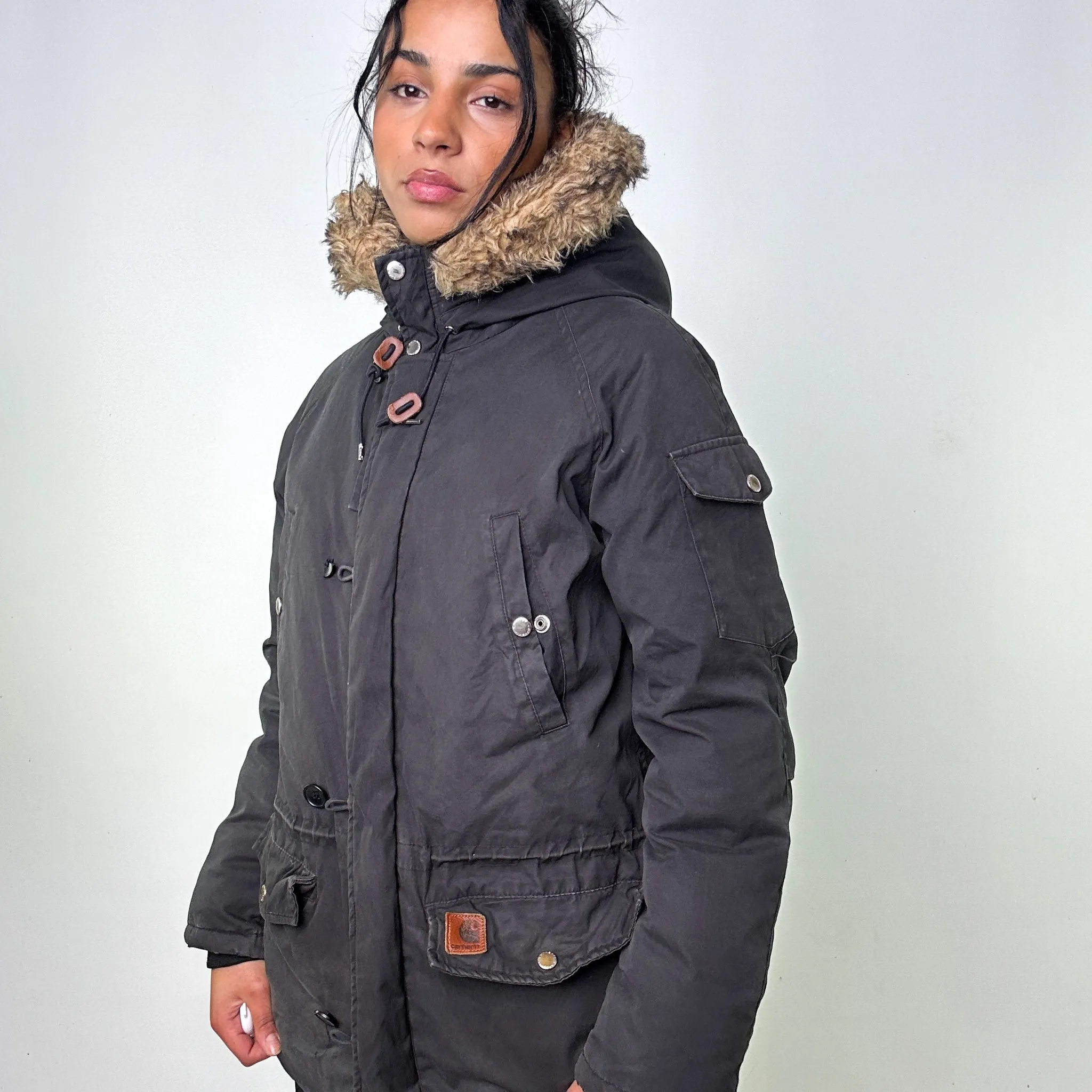 Dark Grey y2ks Carhartt W'Dawson Parka Puffer Jacket Coat (M)