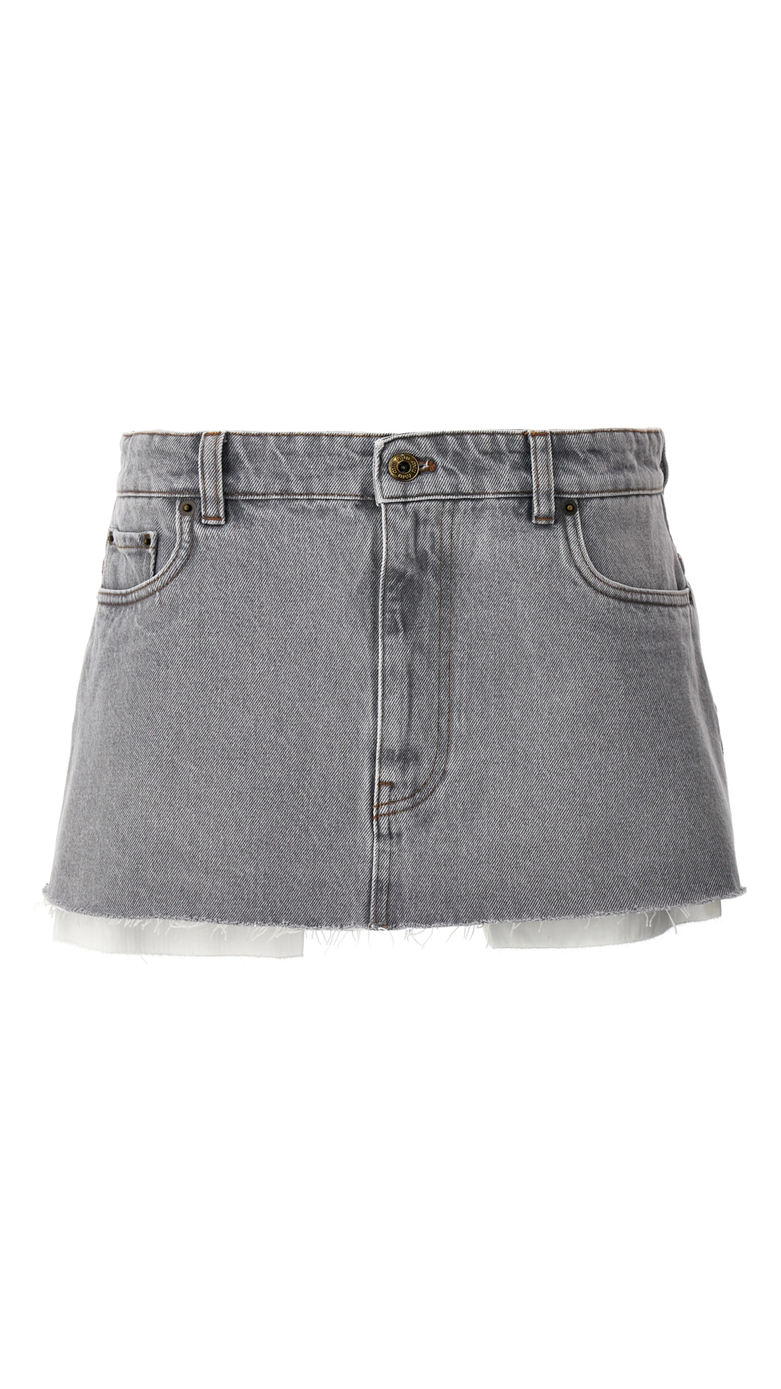 Denim Mini Skirt - Grey