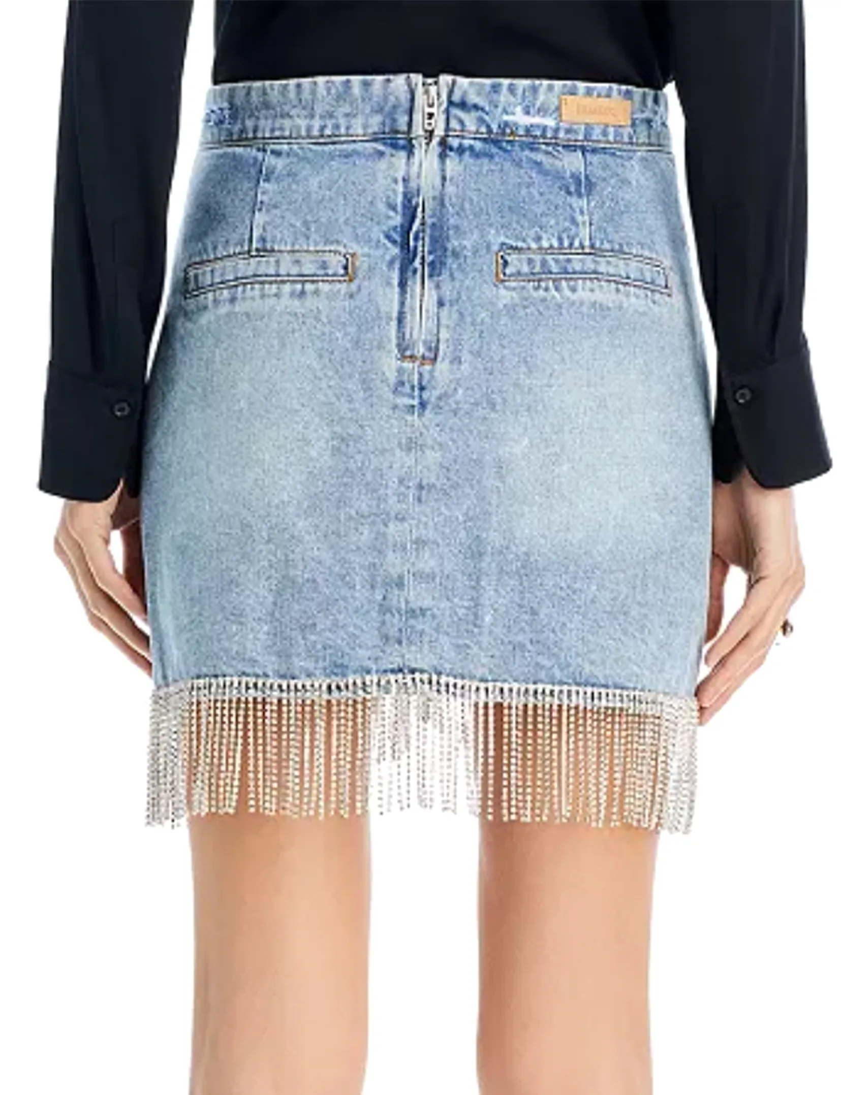 Denim Mini Skirt With Fringes, Heart and Soul