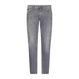 DOLCE & GABANNA 'Milano' Metal Plaque Skinny Light Grey Jeans