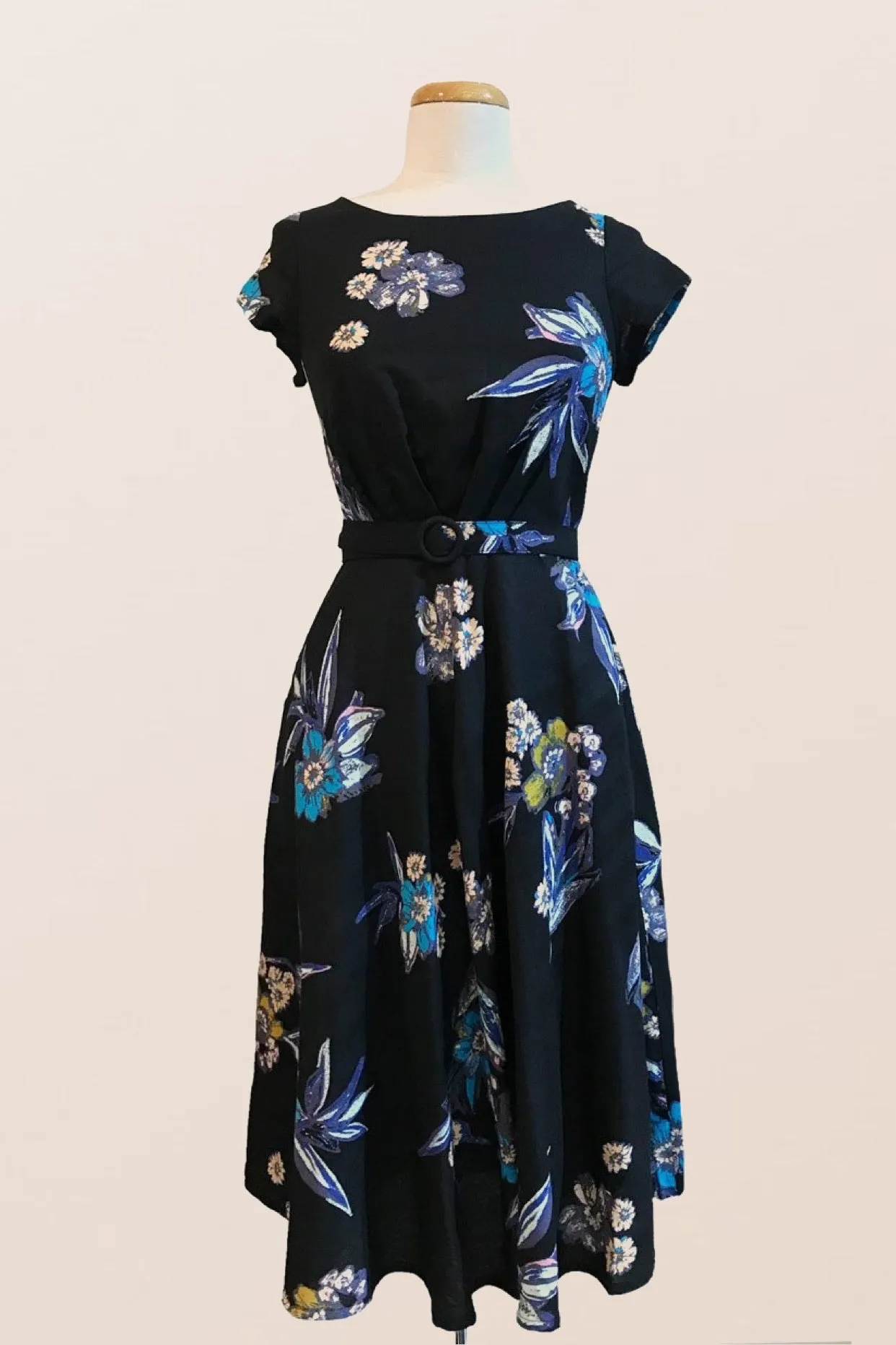 Doris Black & Blue Floral Dress